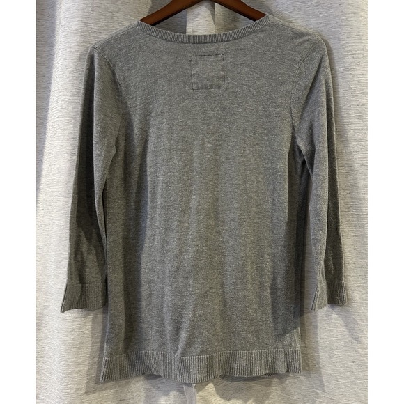 Hollister Open Cardigan Gray Sz Large, Lace Tie‎ Ruffled Waterfall Y2K - Picture 4 of 6